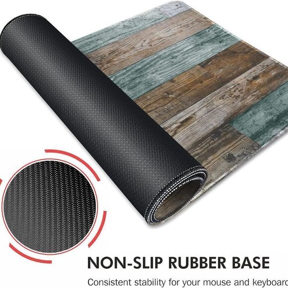 Extended Gaming Mouse Pad Vintage Wood Grain Pattern (31.5x11.8x0.12Inch) - Picture 5 of 7